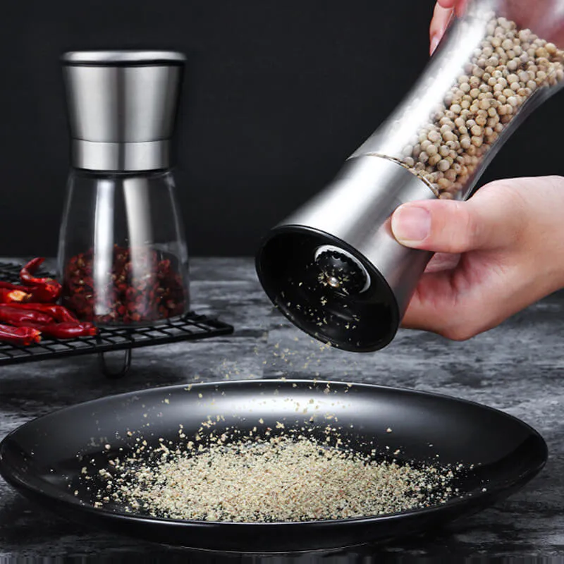 Molinillo Salero Pimentero de Acero Inoxidable: Elegancia y Frescura en tu Cocina - Molinillo Salero pimentero