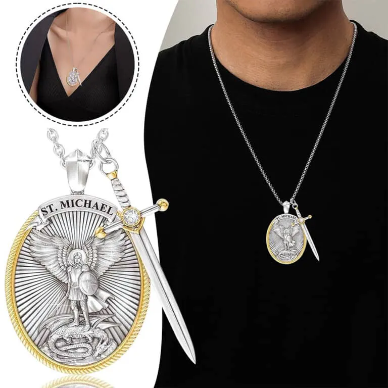 Collar San Miguel Arcángel: Protección y Fuerza Celestial - Collar San Miguel Arcangel+CajaRegalo DP