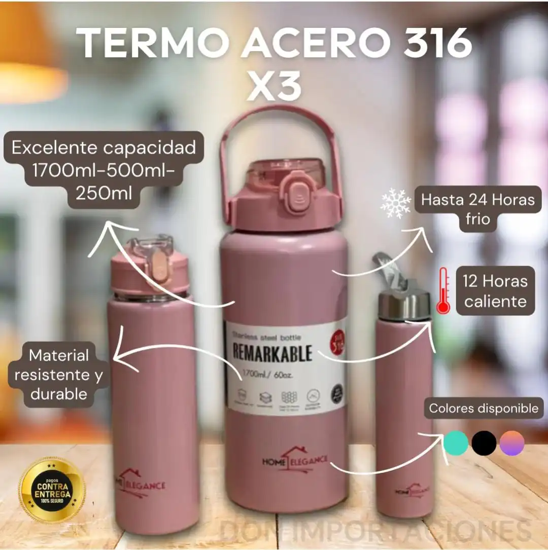 TRIO TERMO ACERO ORIGINAL: ¡Mantén tus bebidas a la temperatura perfecta! - TRIO TERMO ACERO ORIGINAL