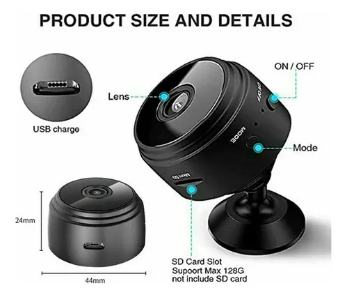 Mini Cámara Wifi Espía HD Imán Soporte C: Seguridad Discreta y Total - Mini Cámara Wifi Espía Hd Imán Soporte C