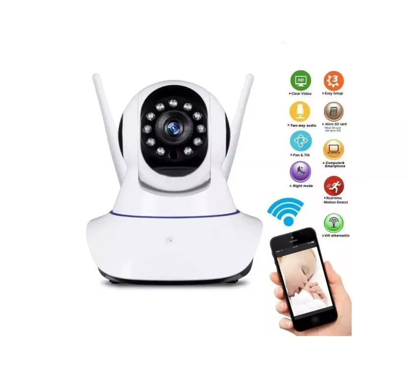 Cámara Robótica de Seguridad Wifi 3 Antenas: Vigila tu hogar u oficina desde cualquier lugar - Cámara 3 Antenas De Vigilancia Ip Wifi