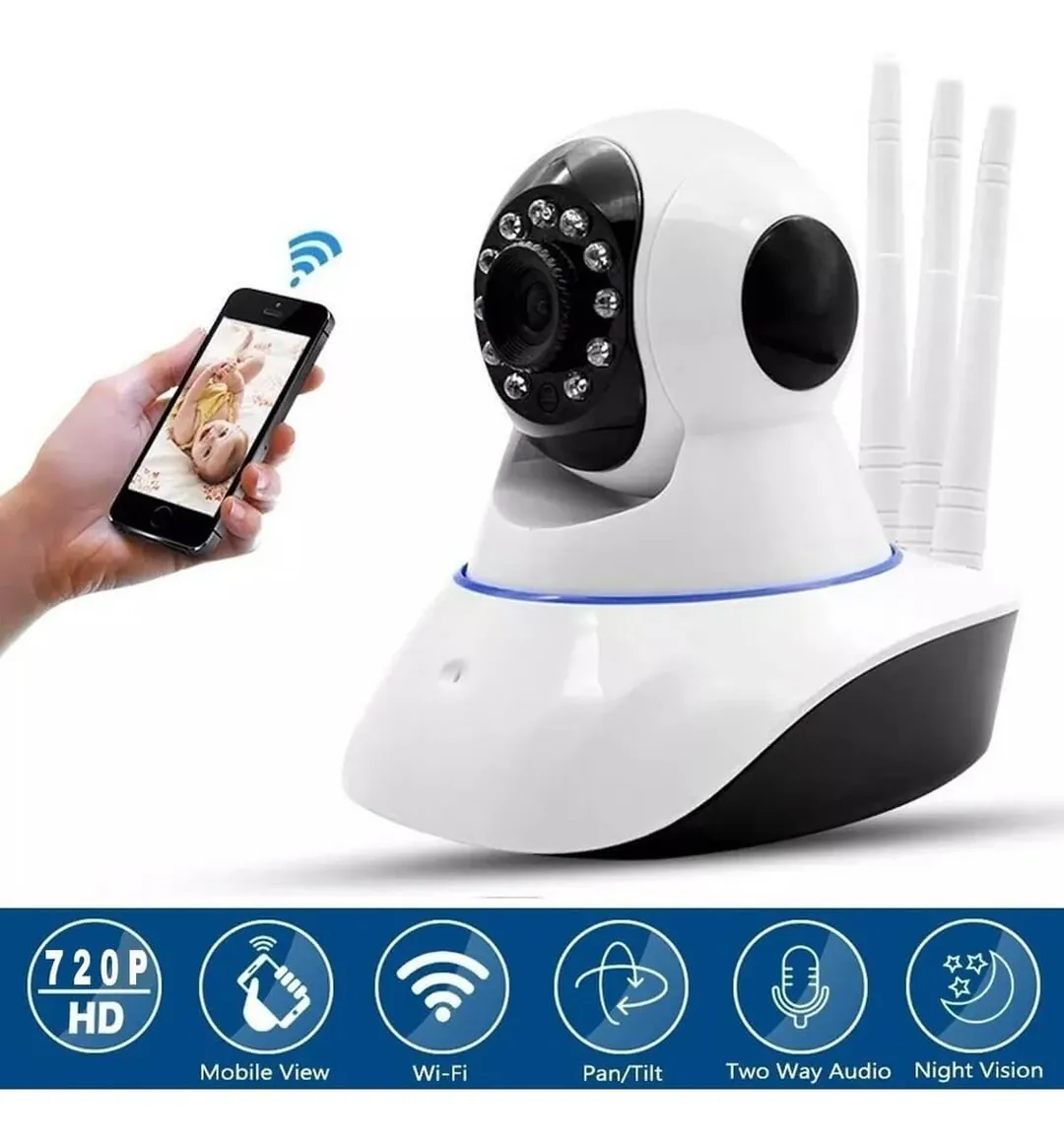 Cámara de Seguridad 3 Antenas: Protección Total para tu Hogar - Camara seguridad 3 antenas