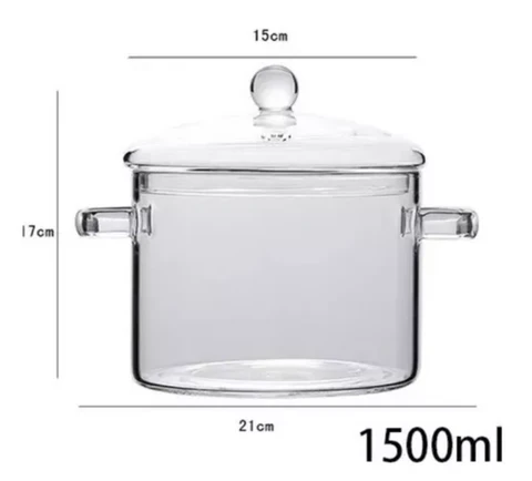 Olla de Vidrio de 1.5 L Apta para Estufa: Cocina con Estilo y Seguridad