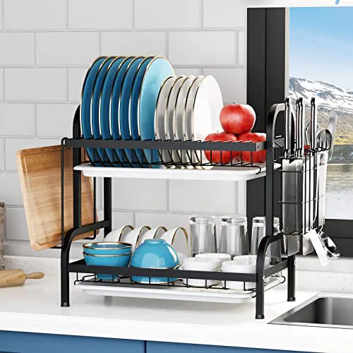 Escurreplatos de Cocina de 3 Niveles Platero Escurridor Bandejas: ¡Organiza y Seca tu Vajilla con Estilo! - Platero Escurridor Cocina Bandejas 3 Niv