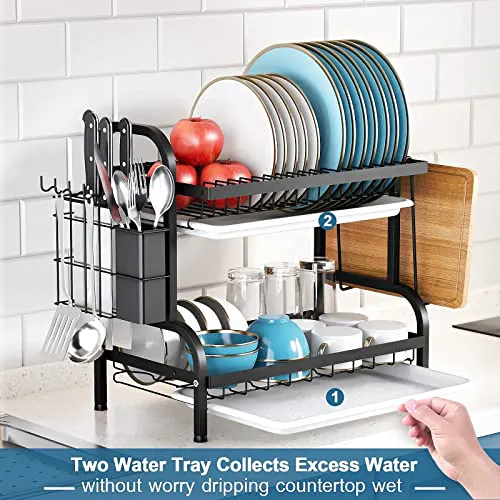 Escurreplatos de Cocina de 3 Niveles Platero Escurridor Bandejas: ¡Organiza y Seca tu Vajilla con Estilo! - Platero Escurridor Cocina Bandejas 3 Niv