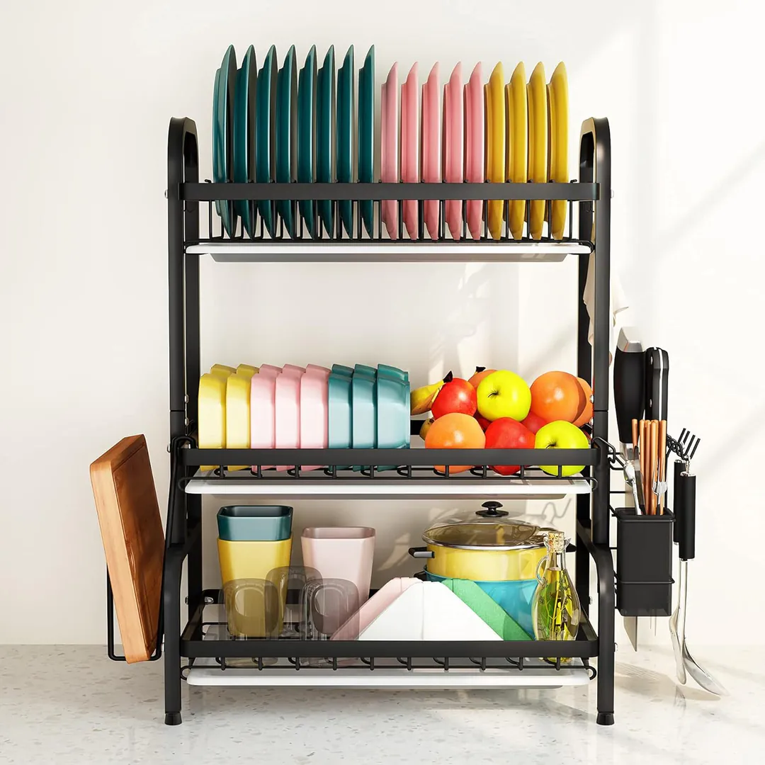 Escurreplatos de Cocina de 3 Niveles Platero Escurridor Bandejas: ¡Organiza y Seca tu Vajilla con Estilo! - Platero Escurridor Cocina Bandejas 3 Niv