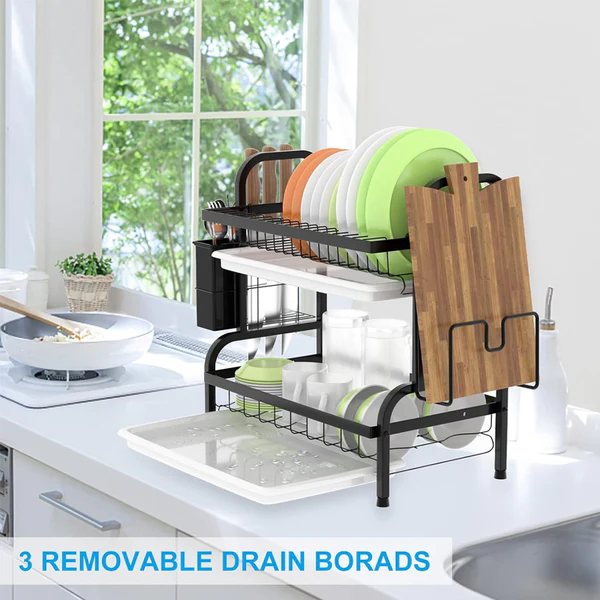Escurreplatos de Cocina de 3 Niveles Platero Escurridor Bandejas: ¡Organiza y Seca tu Vajilla con Estilo!