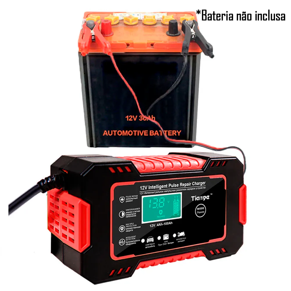 Cargador de Baterías para Automóviles y Motocicletas 12v - Cargador Baterías Carro Motos 12v