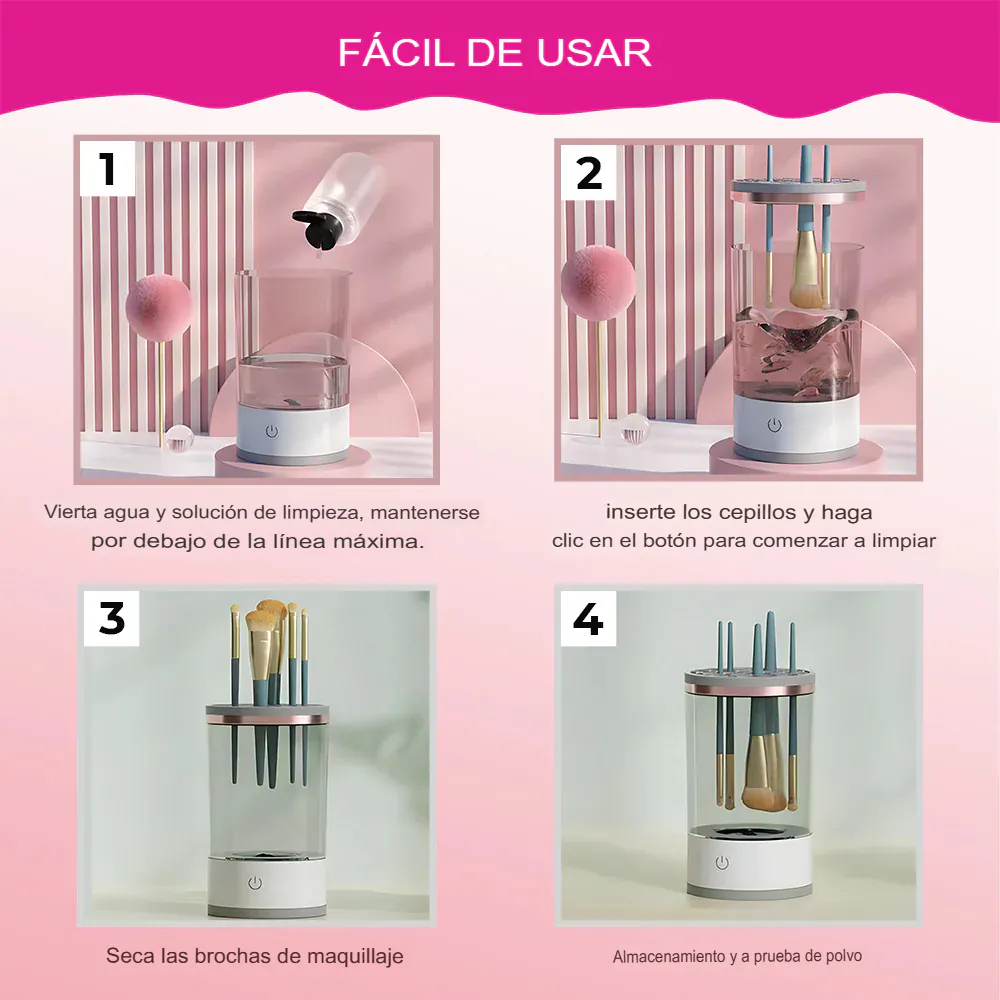 Limpiador De Brochas De Maquillaje Eléctrico: ¡Di Adiós a las Bacterias y Hola a un Maquillaje Impecable! - Limpiador De Brochas De Maquillaje