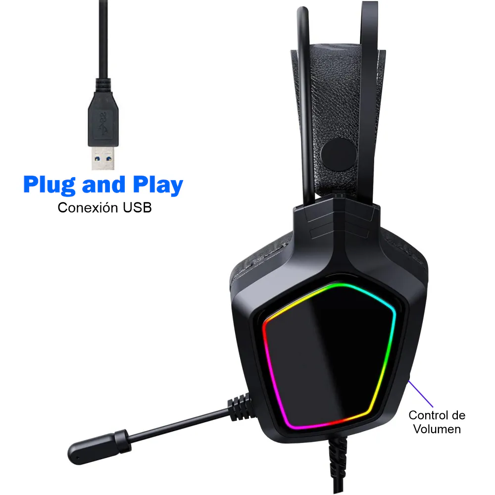 Diadema Gamer RGB AAA-920: Sumérgete en el Juego - Diadema Gamer Rgb  Microfono AAA-920