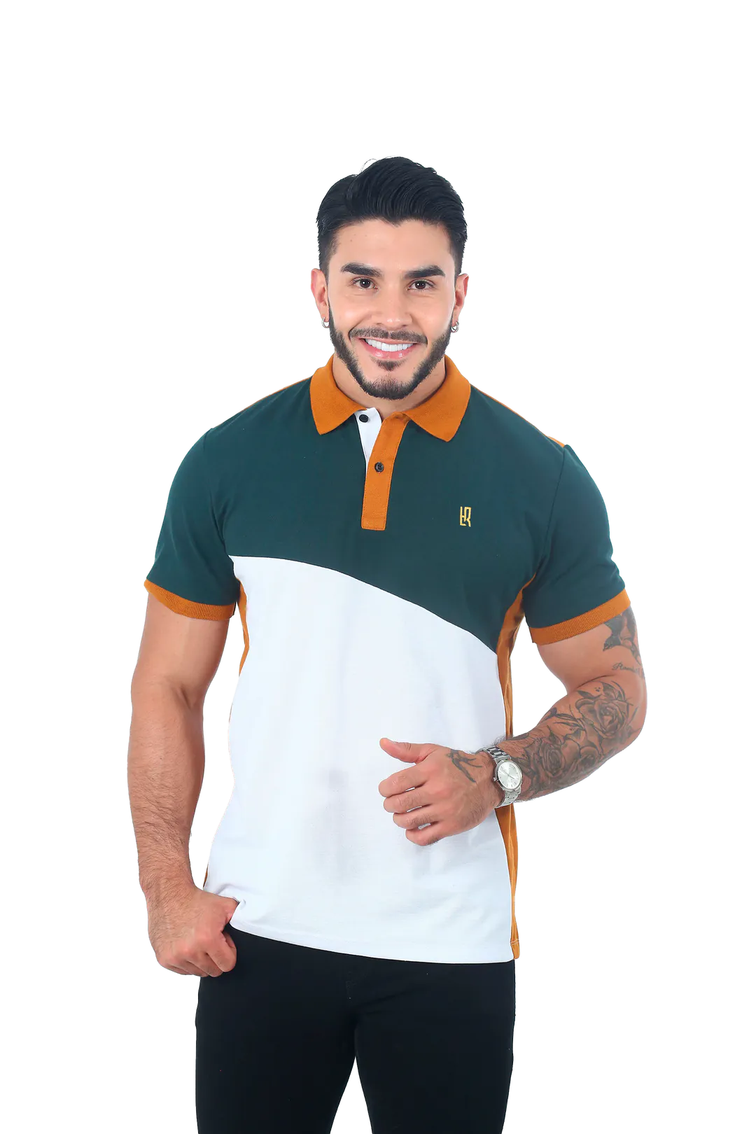 Camiseta Polo Combinada Militar Blanco - 061D - 061D POLO COMBINADA MILITAR BLANCO
