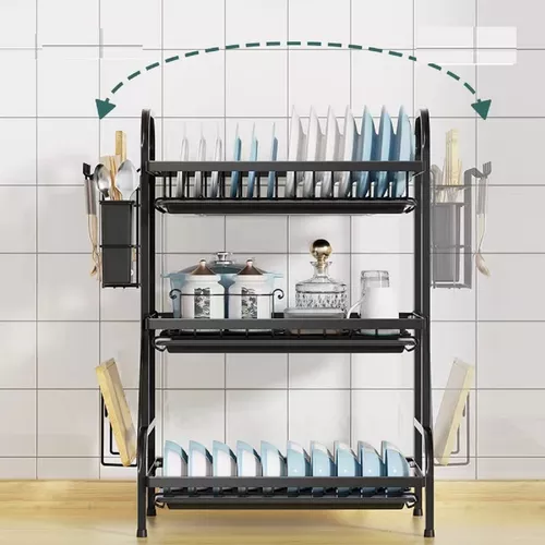 Escurridor de Platos de 3 Niveles: ¡Organización y Estilo para tu Cocina! - Escurridor de platos 3 Niveles