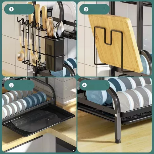 Escurridor de Platos de 3 Niveles: ¡Organización y Estilo para tu Cocina! - Escurridor de platos 3 Niveles