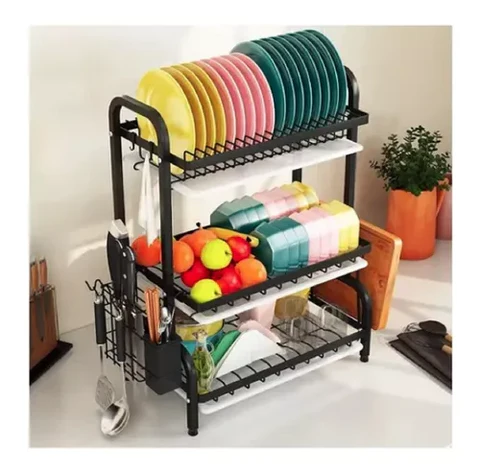 Escurridor de Platos de 3 Niveles: ¡Organización y Estilo para tu Cocina!