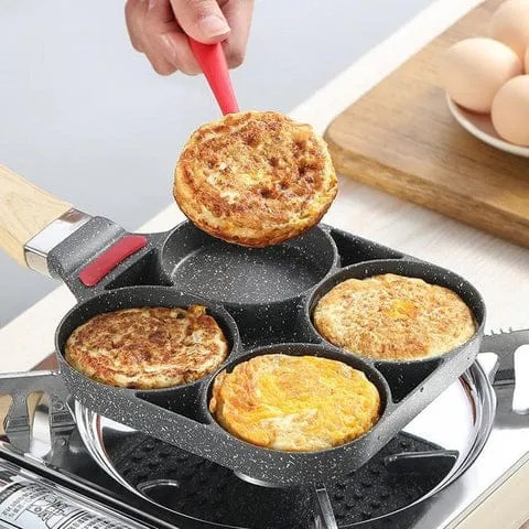 Sartén Antiadherente 4 Puestos: Cocina Fácil y Rápida - Sartén Antiadherente 4 Puestos