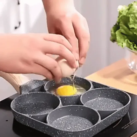 Sartén Antiadherente 4 Puestos: Cocina Fácil y Rápida - Sartén Antiadherente 4 Puestos