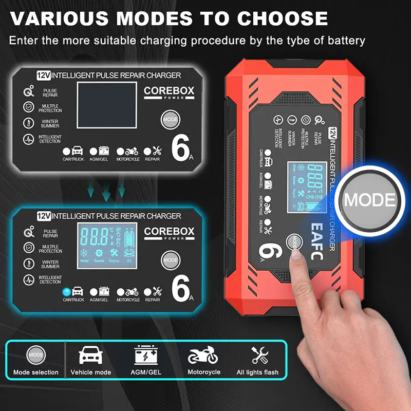 Cargador de Batería de Coche 12V, 6A: La Solución Definitiva para tu Vehículo - Cargador de bateria de carro de 12V, 6A