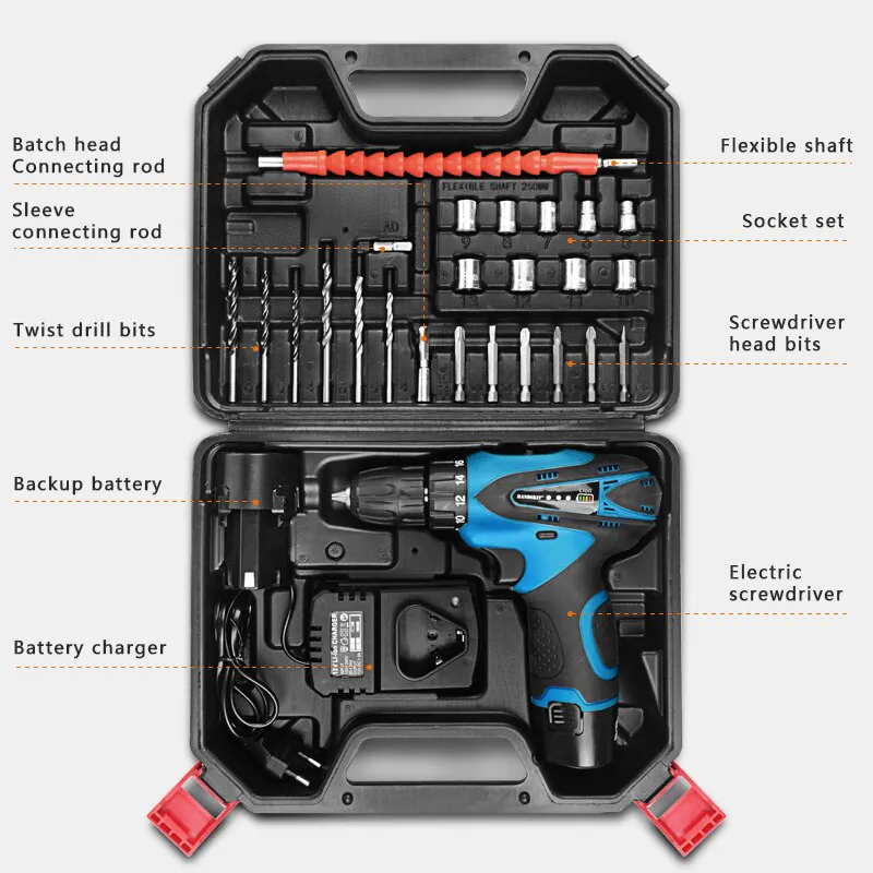 TALADRO INALAMBRICO 18V + ACCESORIOS AZ