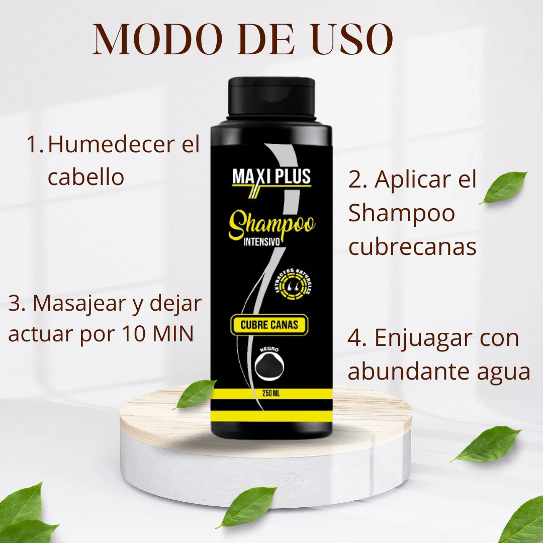 SHAMPOO CUBRE CANAS MAXIPLUS: ¡Cubre tus canas con confianza y estilo! - SHAMPOO CUBRECANAS + OBSEQUIO MAXIPLUS