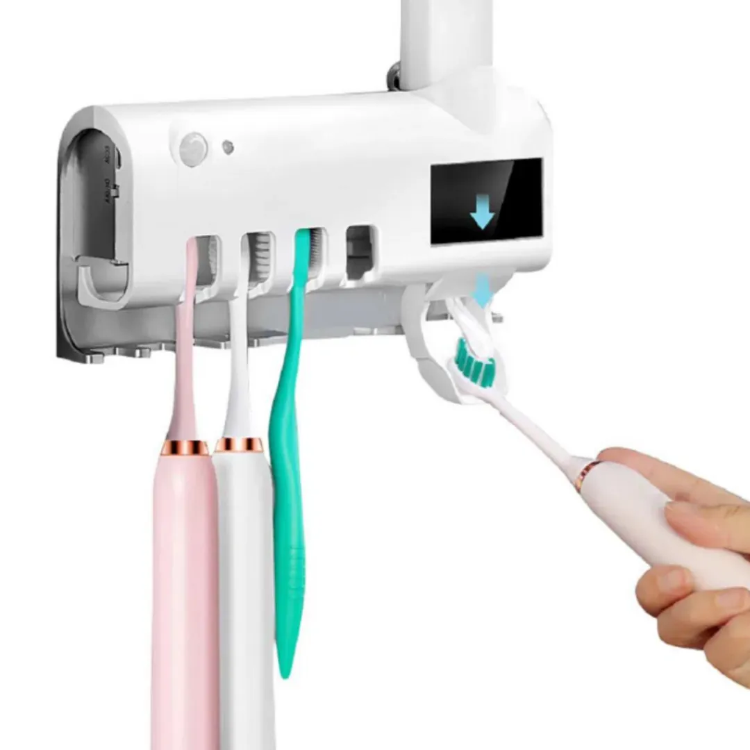 Soporte Esterilizador UV Multiusos con Dispensador de Crema: ¡Higiene Dental Superior para Toda la Familia! - dispensador crema dental esterilizador u