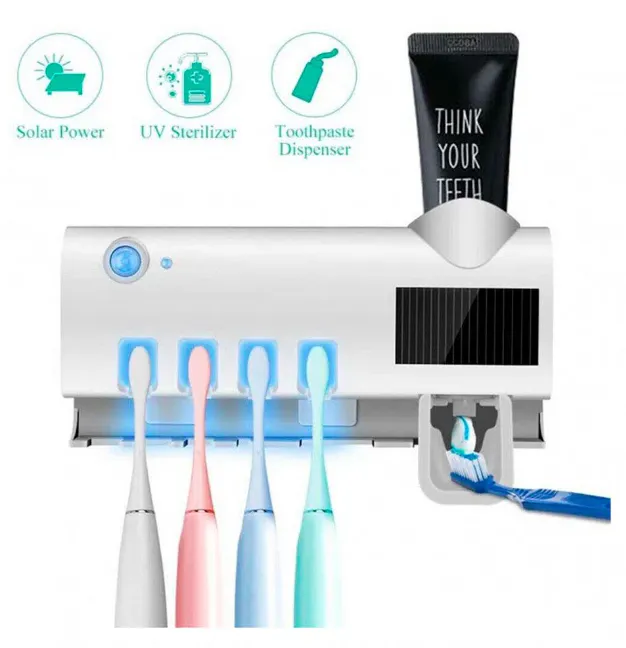 Soporte Esterilizador UV Multiusos con Dispensador de Crema: ¡Higiene Dental Superior para Toda la Familia! - dispensador crema dental esterilizador u