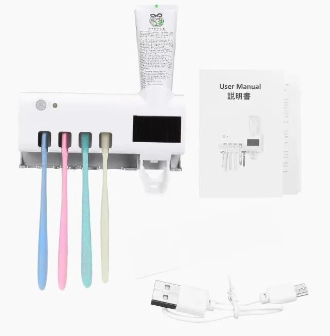 Soporte Esterilizador UV Multiusos con Dispensador de Crema: ¡Higiene Dental Superior para Toda la Familia! - dispensador crema dental esterilizador u