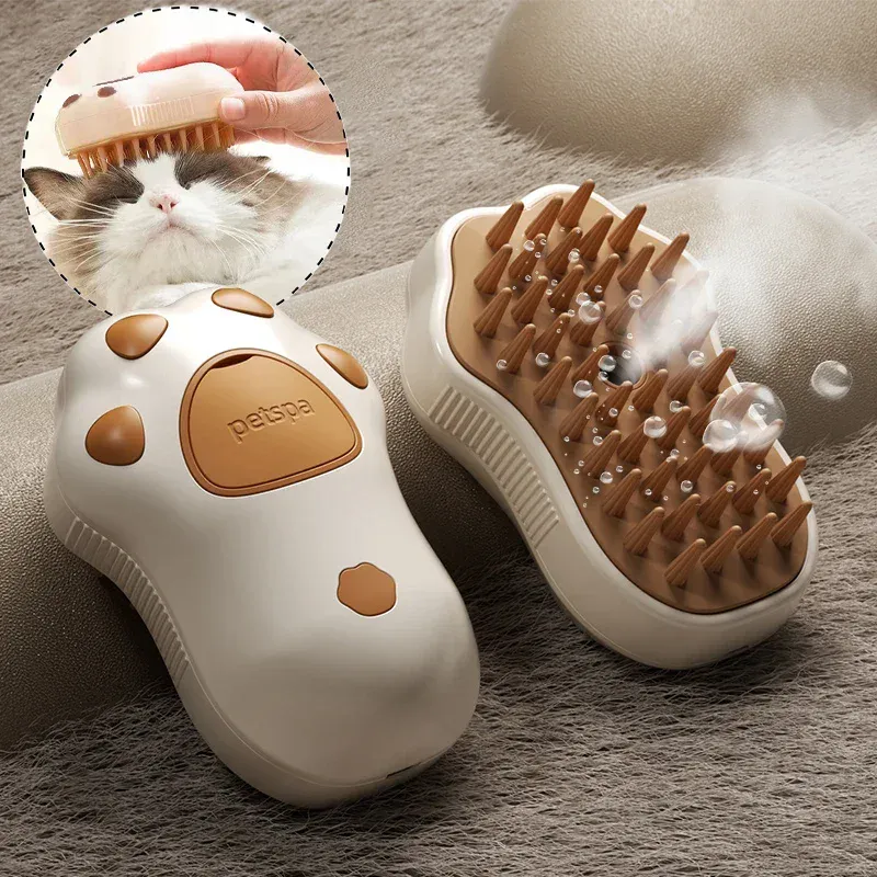 Cepillo para Mascotas a Vapor con Mango: ¡Limpieza Profunda y Aseo Suave! - CEPILLO PARA MASCOTAS A VAPOR CON MANIJA