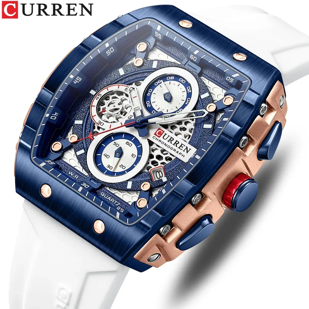 Reloj Curren 8442: Elegancia Deportiva para el Hombre Moderno - Reloj Curren 8442 Silicona crono funcion