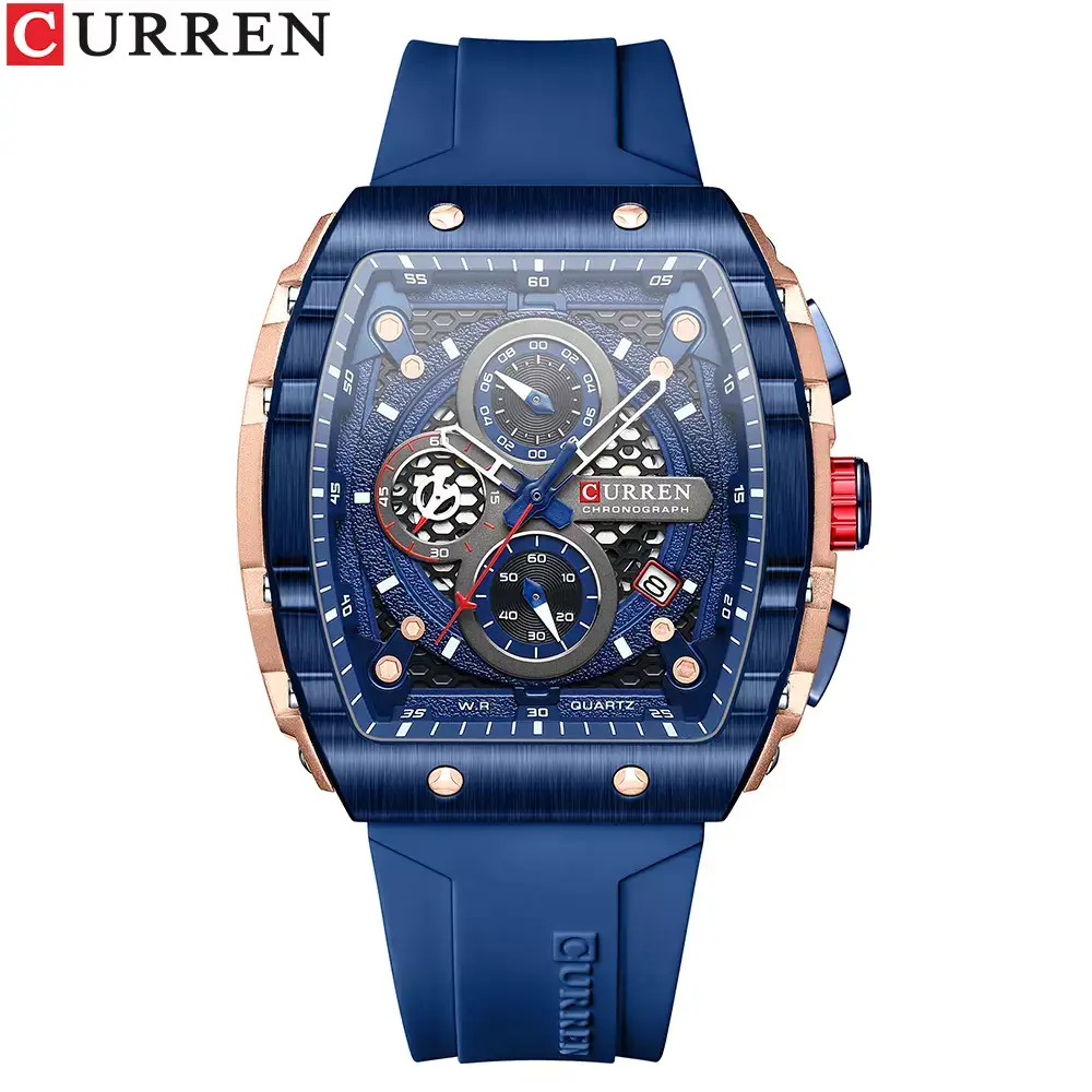 Reloj Curren 8442: Elegancia Deportiva para el Hombre Moderno - Reloj Curren 8442 Silicona crono funcion