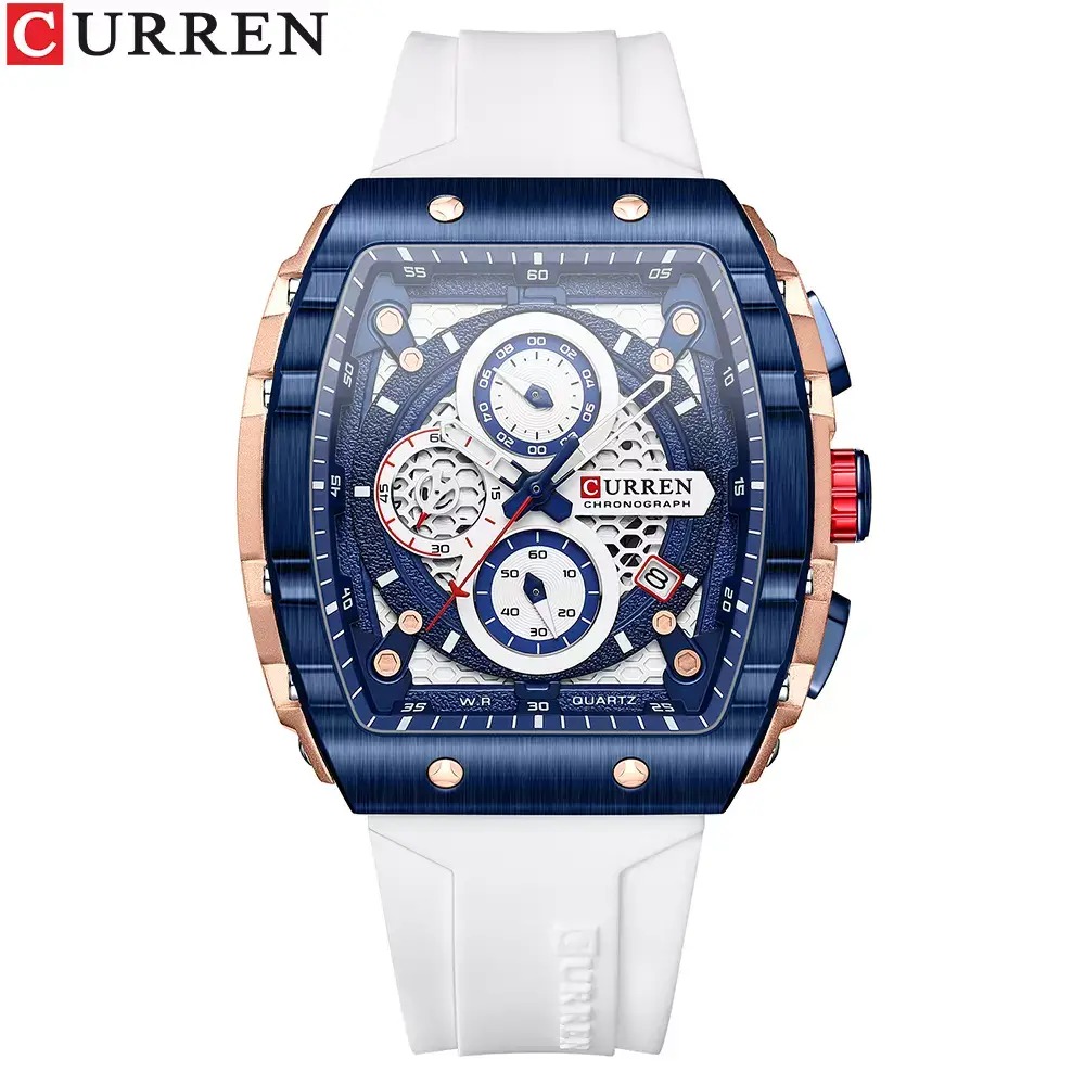 Reloj Curren 8442: Elegancia Deportiva para el Hombre Moderno - Reloj Curren 8442 Silicona crono funcion