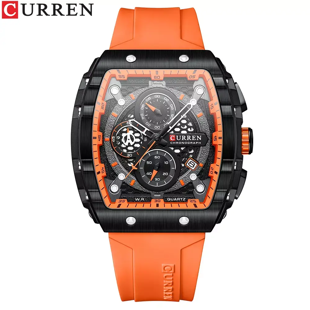 Reloj Curren 8442: Elegancia Deportiva para el Hombre Moderno - Reloj Curren 8442 Silicona crono funcion