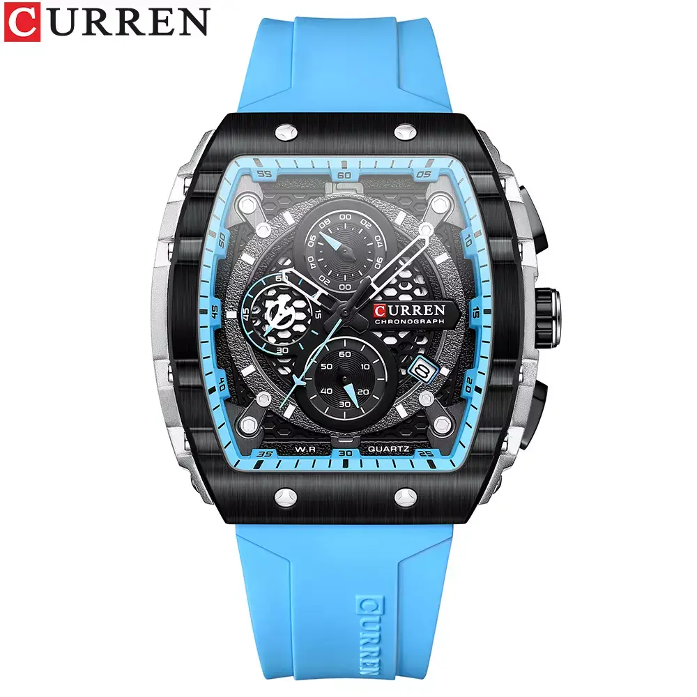 Reloj Curren 8442: Elegancia Deportiva para el Hombre Moderno - Reloj Curren 8442 Silicona crono funcion