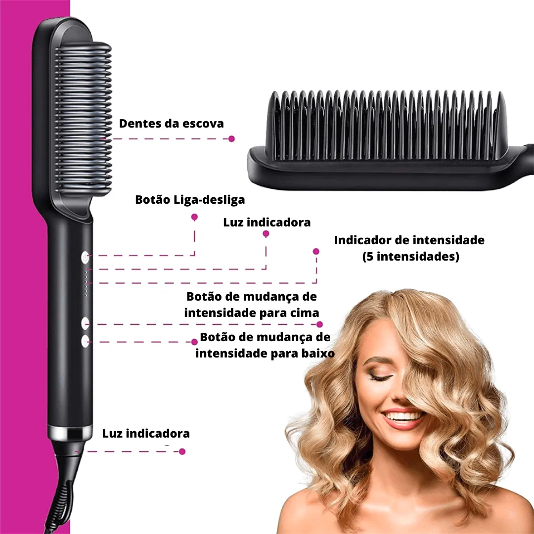 Cepillo Plancha Peine Iónico Alisador: ¡Pelo Liso y Brillante en Minutos! - Cepillo Plancha Peine Iónico Alisador