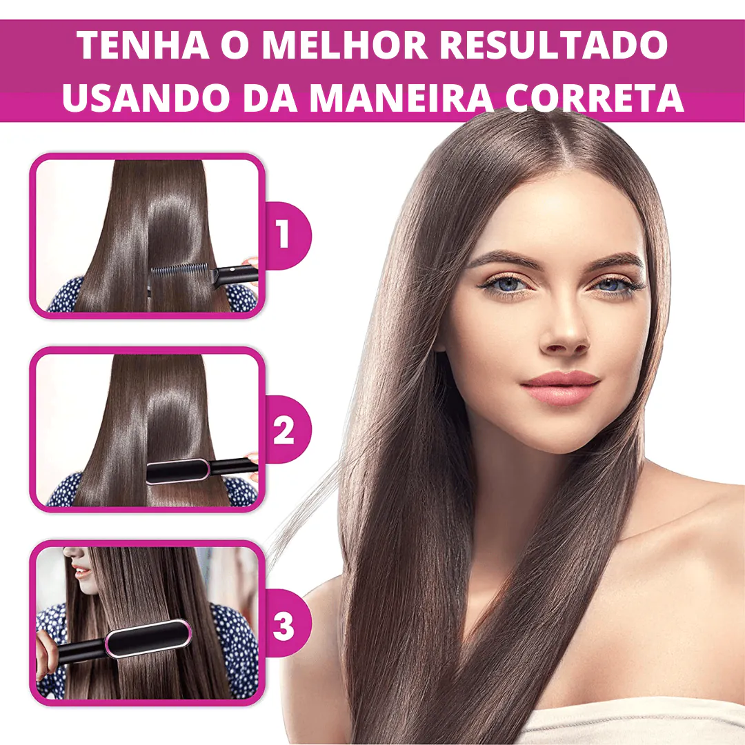 Cepillo Plancha Peine Iónico Alisador: ¡Pelo Liso y Brillante en Minutos! - Cepillo Plancha Peine Iónico Alisador