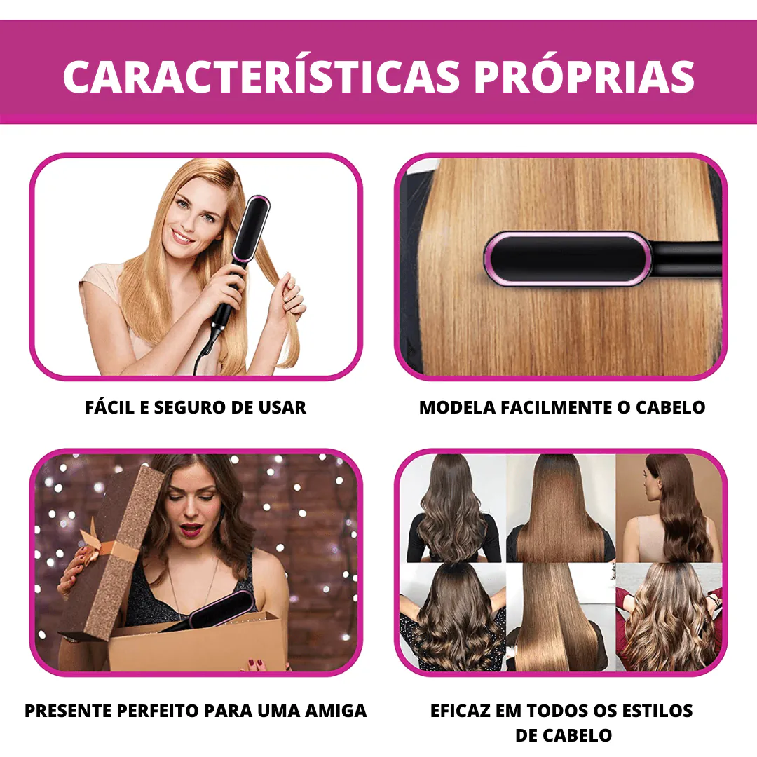 Cepillo Plancha Peine Iónico Alisador: ¡Pelo Liso y Brillante en Minutos! - Cepillo Plancha Peine Iónico Alisador