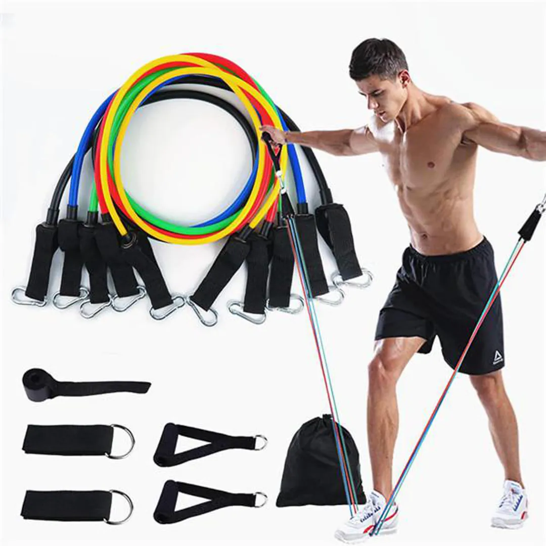 Kit de Bandas de Resistencia para Entrenamiento Completo - Bandas tubulares Elásticas 11 Piezas