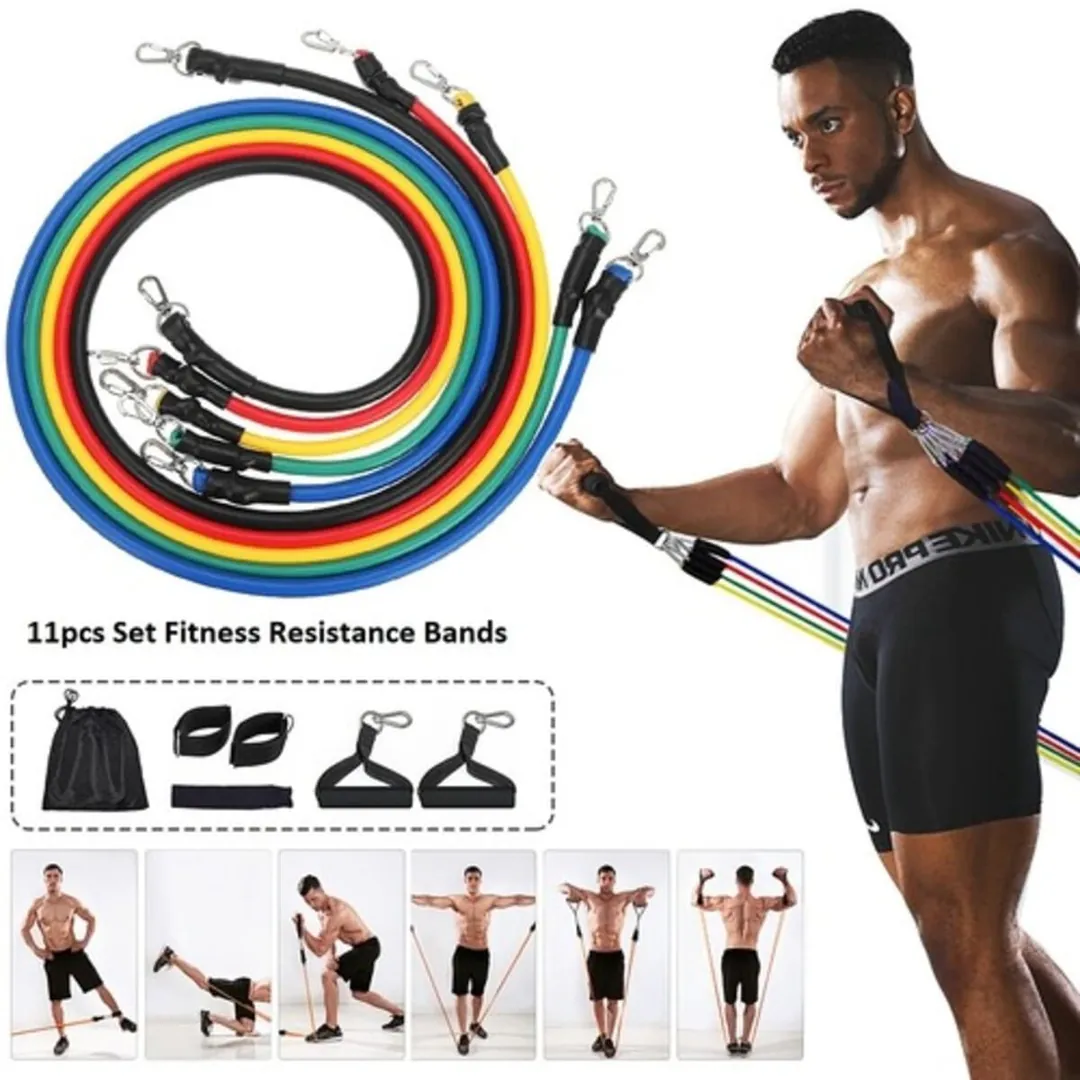 Kit de Bandas de Resistencia para Entrenamiento Completo - Bandas tubulares Elásticas 11 Piezas