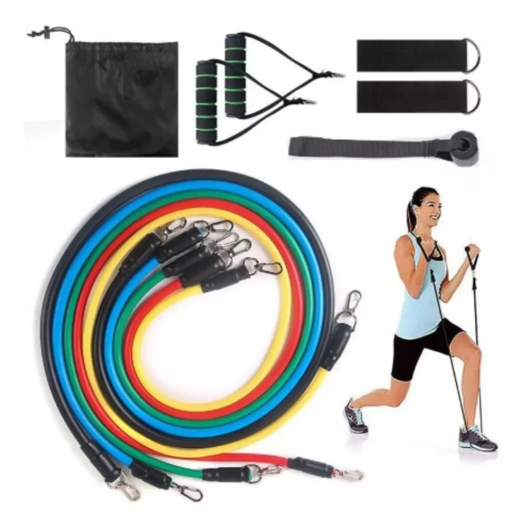 Kit de Bandas de Resistencia para Entrenamiento Completo - Bandas tubulares Elásticas 11 Piezas