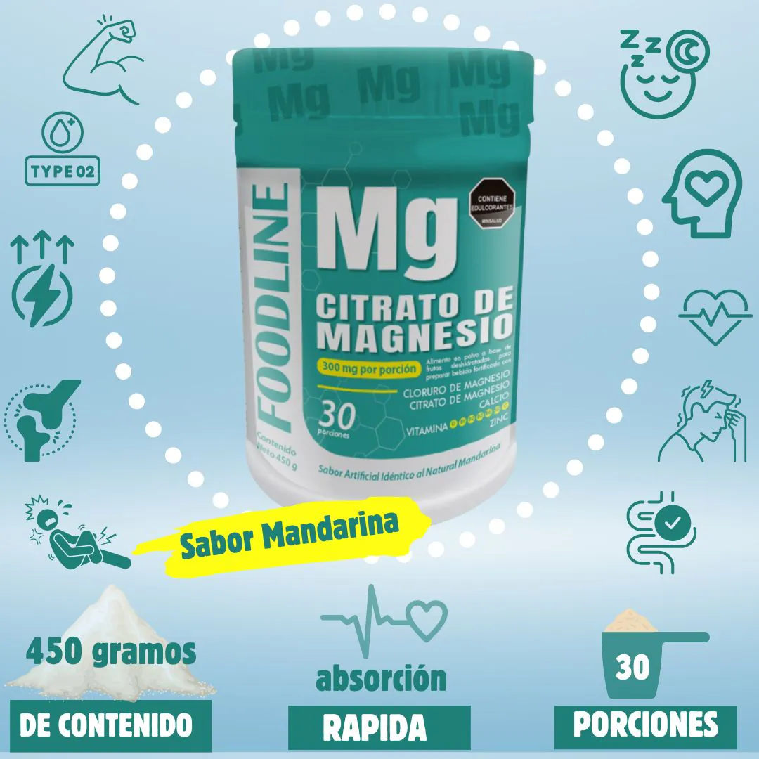 Citrato de Magnesio FOODLINE: Tu Aliado para un Sueño Reparador y Menos Estrés - Citrato de Magnesio FOODLINE x 450g