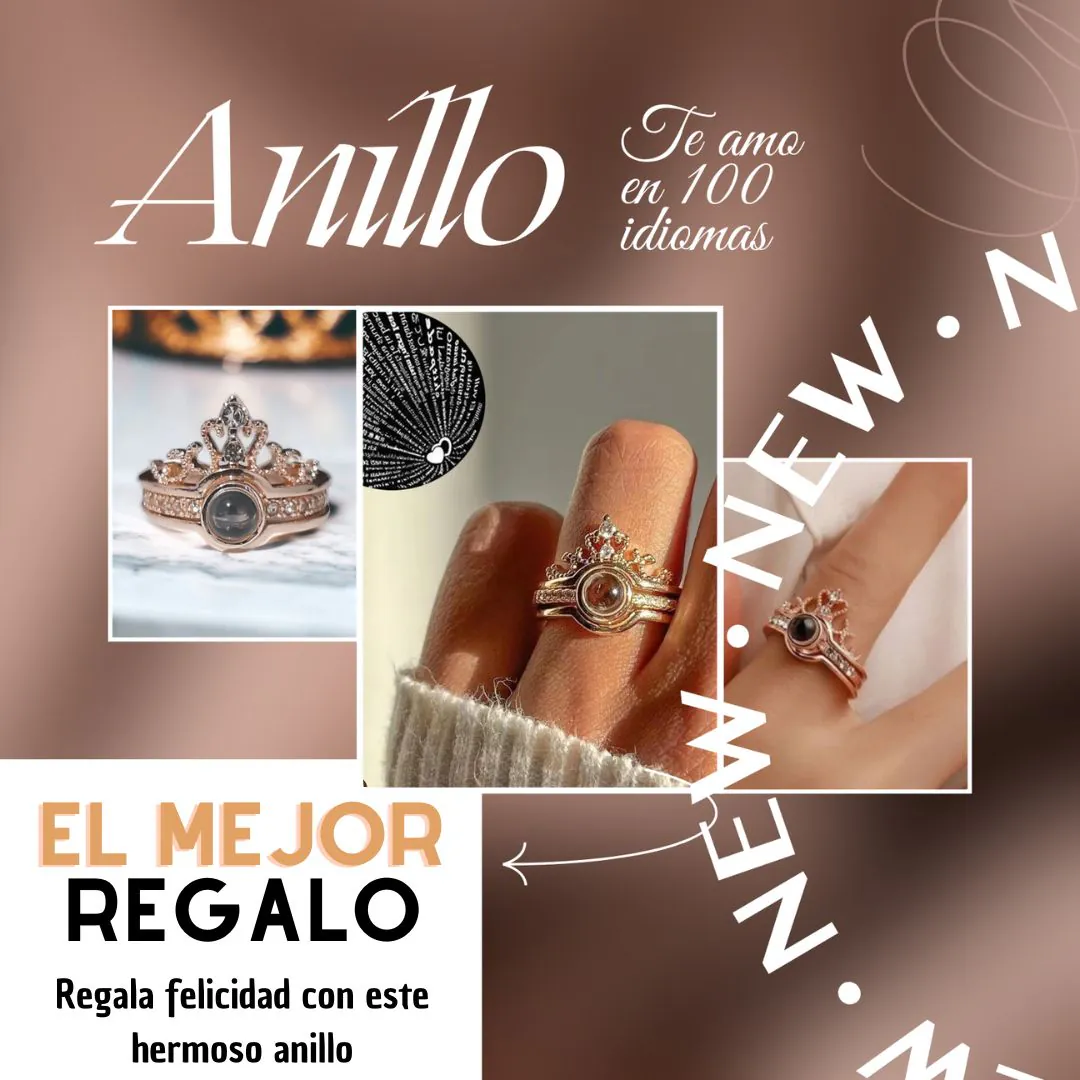 Anillo "Te amo" en 100 Idiomas: Un Regalo Inolvidable - Anillo Te amo 100 idiomas+CajaRegalo DP