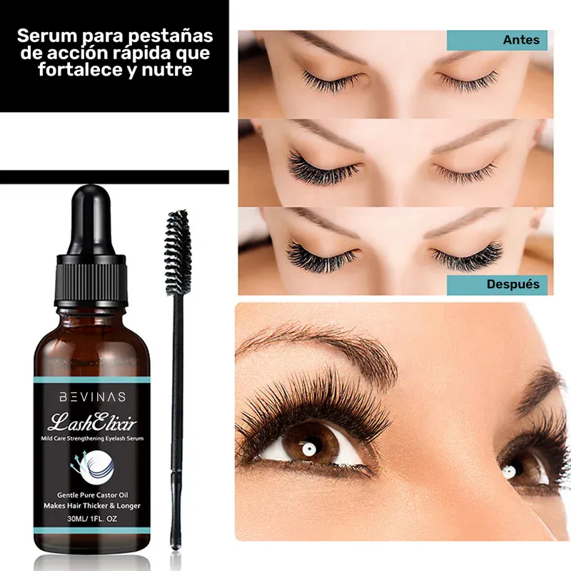 LashElixir Suero para Pestañas: ¡Logra Pestañas Más Largas, Gruesas y Seductoras! - LashElixir Suero para pestañas