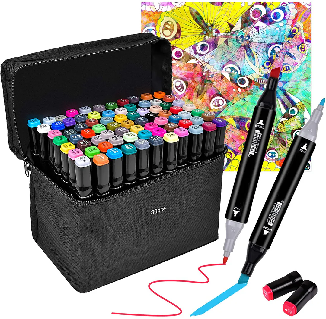 Marcadores de Doble Punta: ¡El Kit Completo para Dar Rienda Suelta a tu Creatividad! - Marcadores Doble Punta Kit X 120 Und