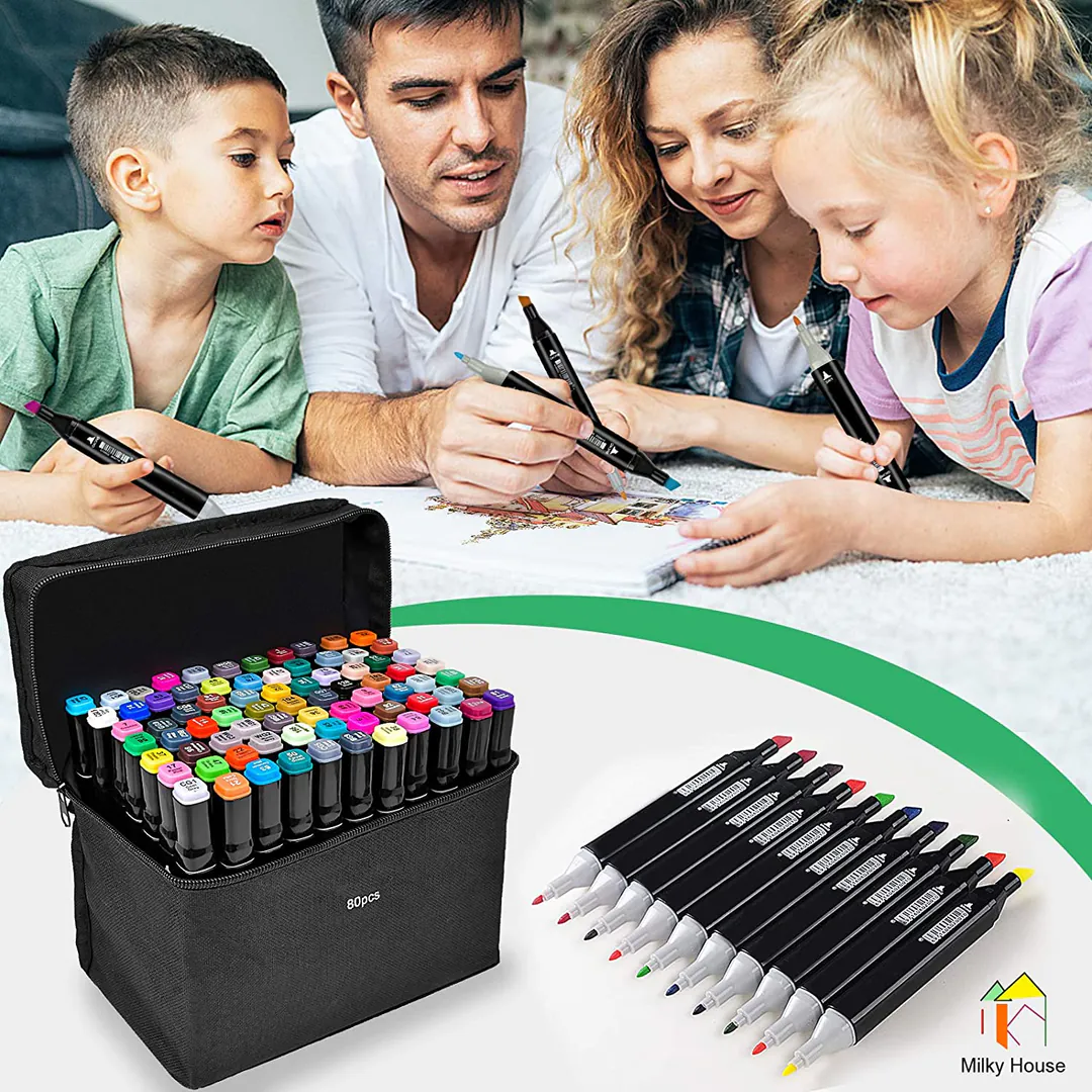 Marcadores de Doble Punta: ¡El Kit Completo para Dar Rienda Suelta a tu Creatividad! - Marcadores Doble Punta Kit X 120 Und