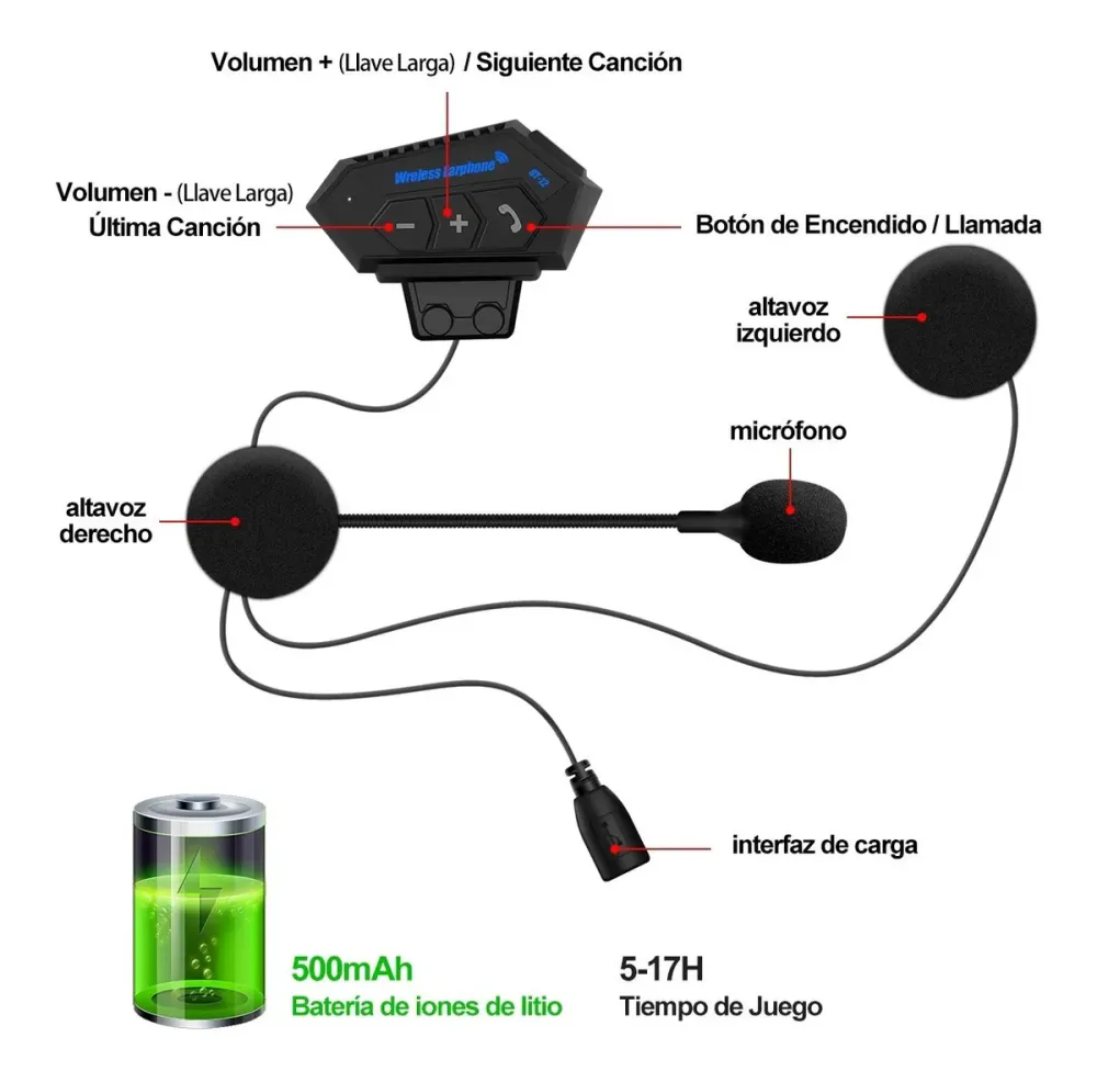 Intercomunicador BT-12: Conéctate con seguridad y disfruta de la música en tus viajes - Intercomunicador Para moto BT-12