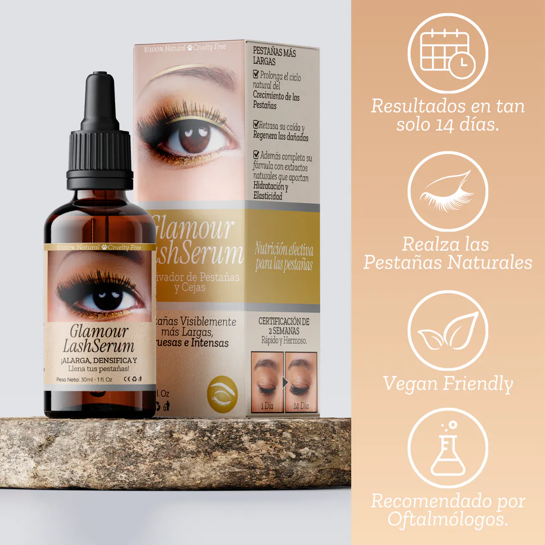 Glamour Lash Serum: Pestañas y Cejas Más Largas y Voluminosas - Glamour Lash Serum®