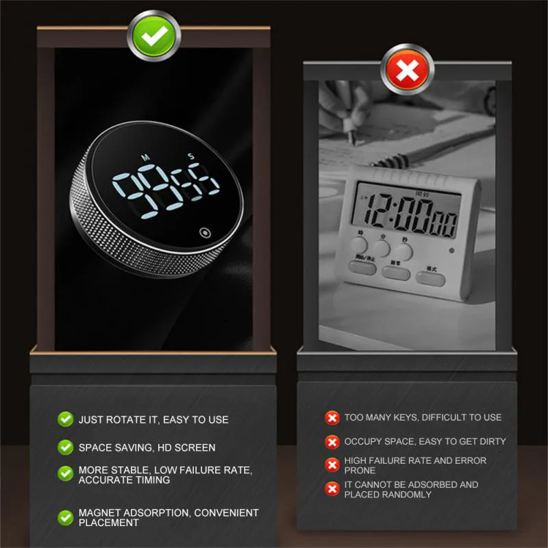 Temporizador de Cocina Digital con Imán: ¡Cocina con Precisa Perfección! - TEMPORIZADOR CRONÓMETRO COCINA ESTUDIO