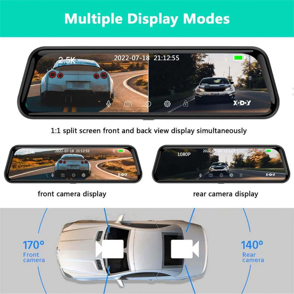 Espejo Retrovisor con Doble Cámara DVR: Seguridad y Visibilidad Total en tu Viaje