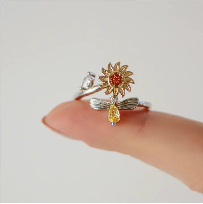 ANILLO GIRASOL GIRATORIO: Encuentra la Paz Interior - ANILLO GIRASOL GIRATORIO