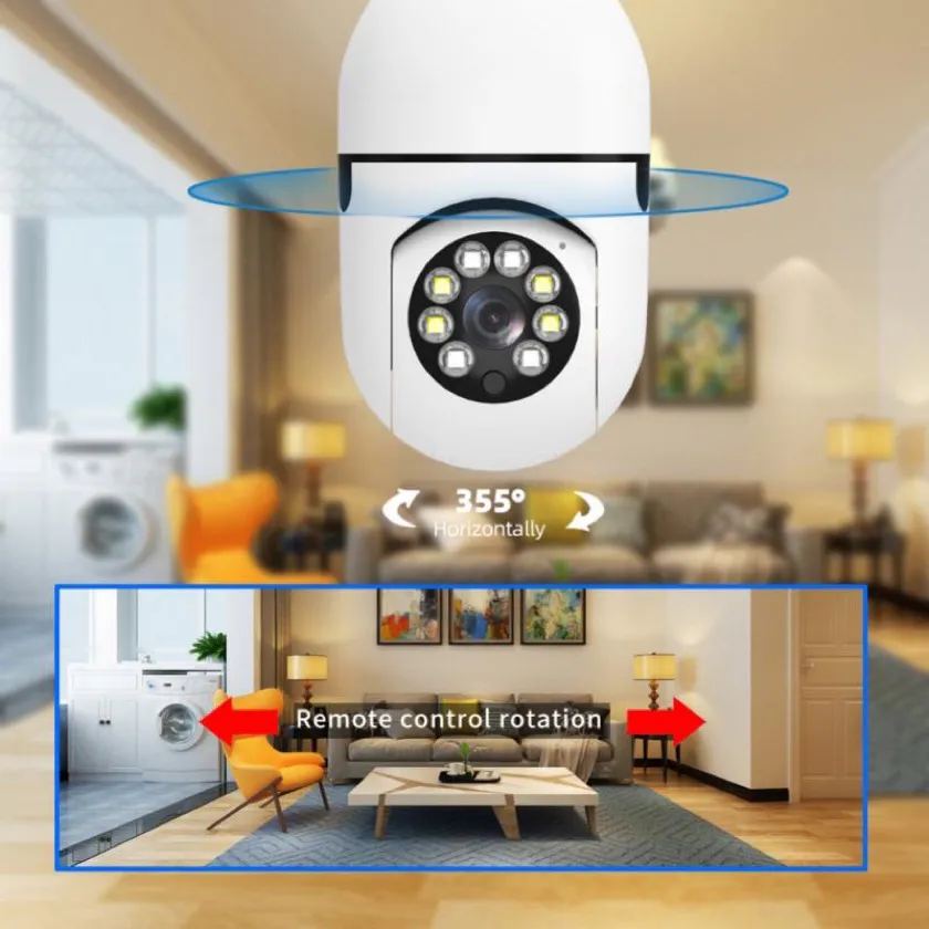 Cámara de Seguridad WiFi 360° en Forma de Bombilla - Camara bombillo de seguridad 360° girato