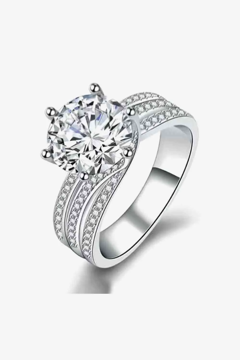 Anillo de Cristales Elegante: Moissanita de 3 Quilates - Anillo de cristales elegante